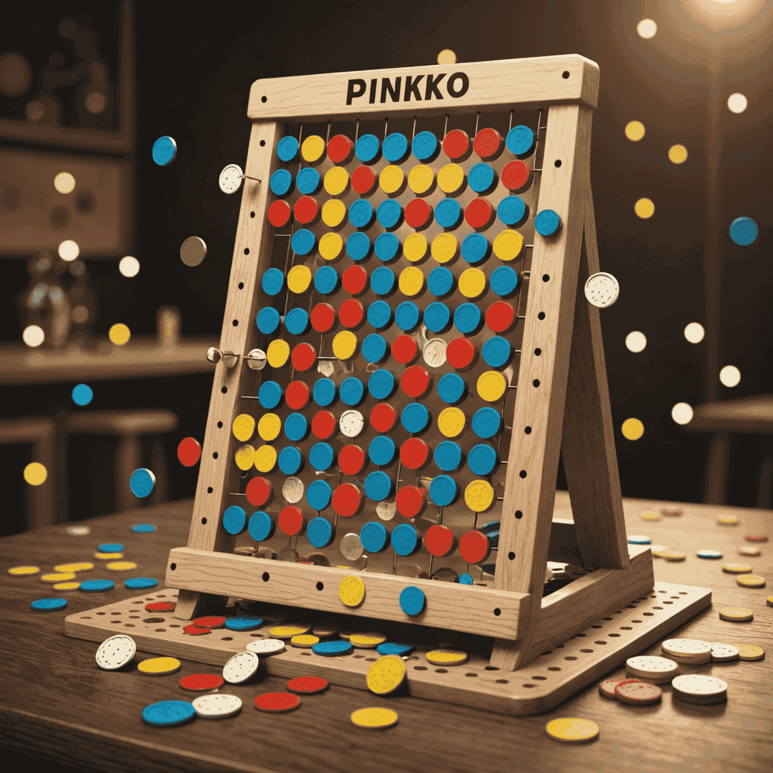 Illustration montrant un plateau de Plinko avec des jetons tombant à travers les chevilles, mettant en évidence les règles et les stratégies de base du jeu.