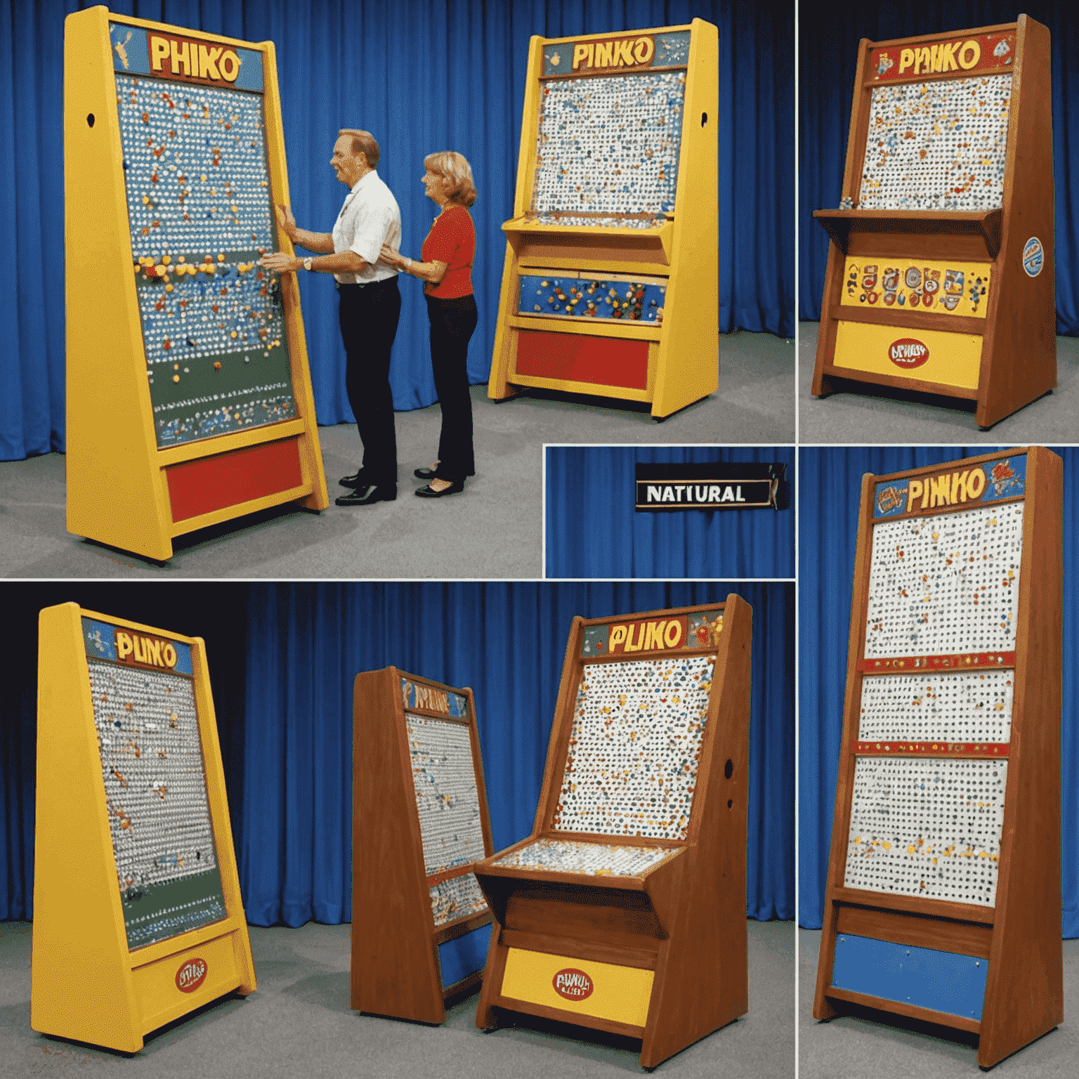 Collage d'images montrant l'évolution de Plinko, de ses débuts dans l'émission The Price is Right à sa transformation en jeu en ligne populaire.