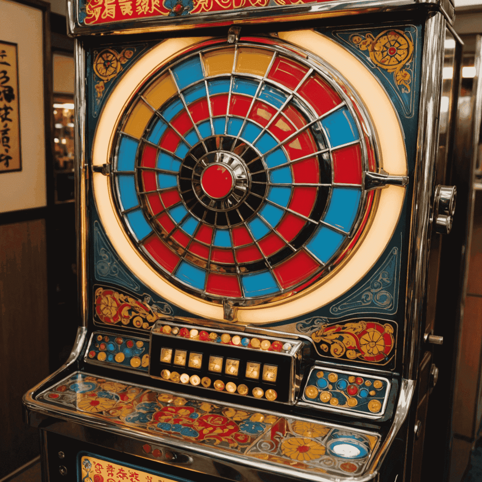 Photo d'une machine Pachinko typique dans une salle au Japon